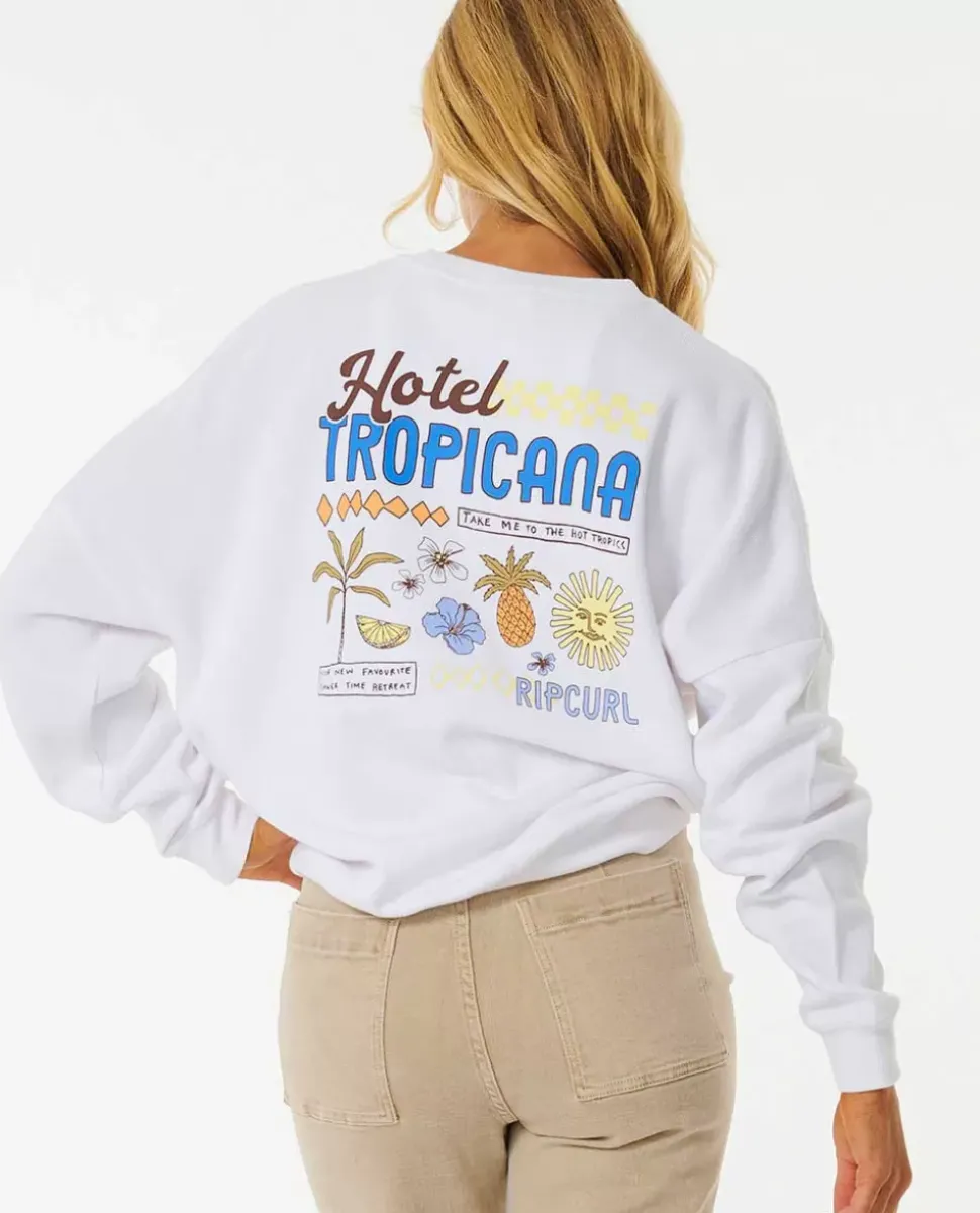 Camisola Em Velo De Gola Redonda E Costuras De Ombro Caído Tropicana