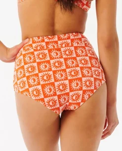 Cueca De Biquíni De Cintura Subida Summer Check Jacquard