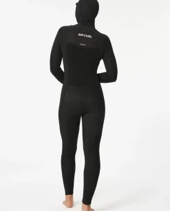 Fato De Mergulho Dawn Patrol 5/4 Com Capuz E Fecho De Correr No Peito Para Mulher