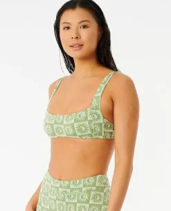 Parte De Cima De Biquíni Summer Check Jacquard Crop