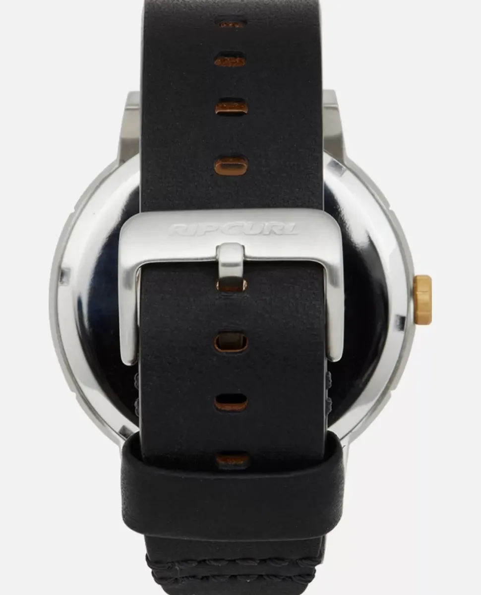 Relógio Detroit Black/Gold Em Couro