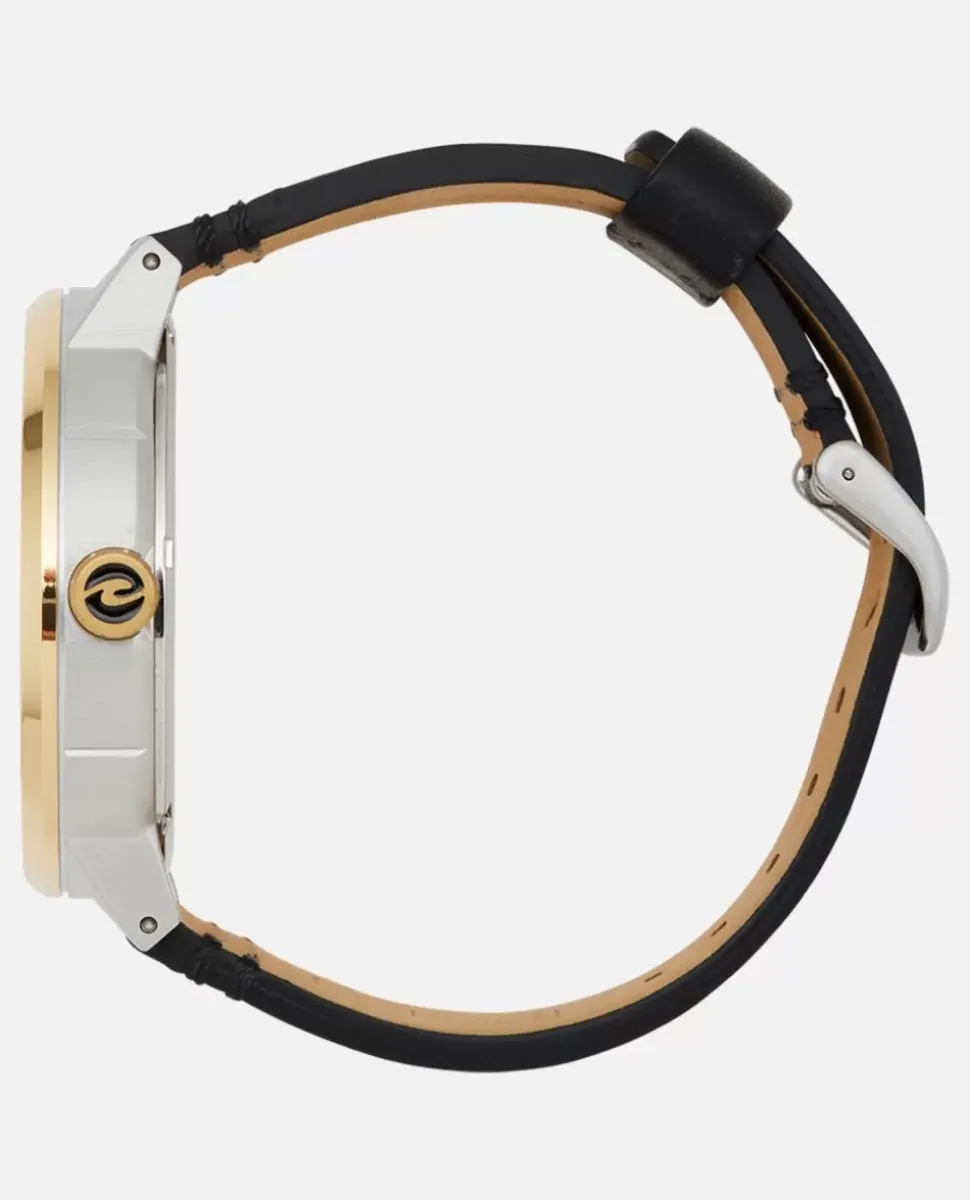 Relógio Detroit Black/Gold Em Couro