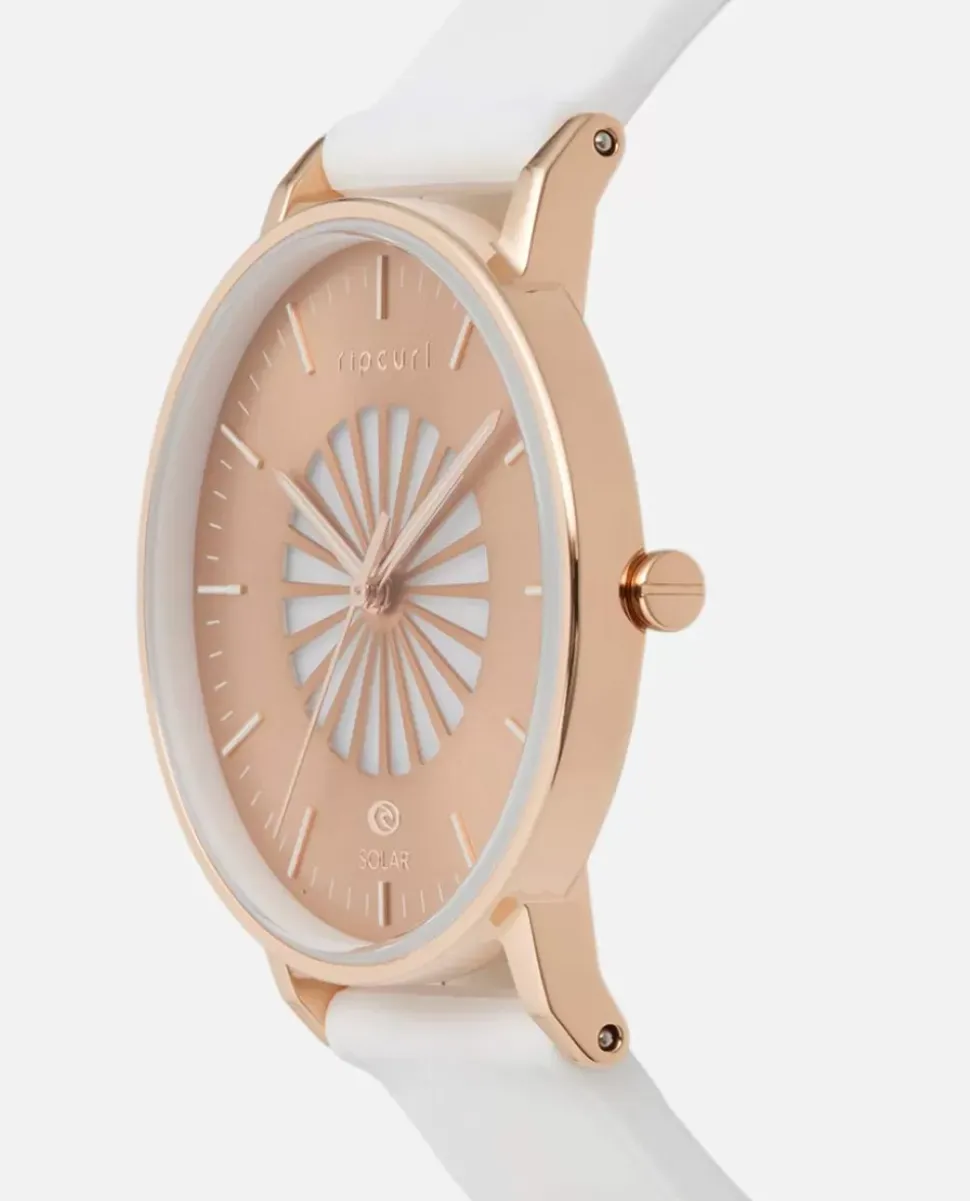 Relógio Rosa Dourado Em Silicone Latch Solar