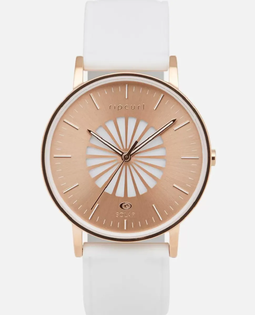 Relógio Rosa Dourado Em Silicone Latch Solar
