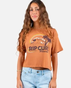 T-shirt De Manga Curta Rainbow Waves Crop