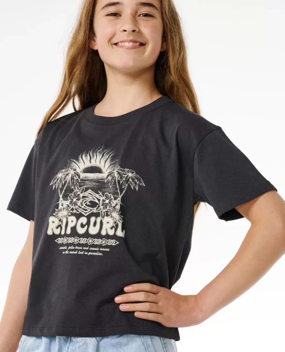 T-shirt Hibiscus Heat Crop Para Rapariga